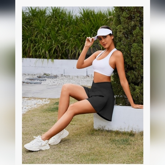 Womens Crossover Athletic Tennis Skort with Pockets: Butterfly High Waisted - Picture 9 of 9